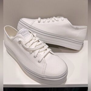 Keds NIB triple up canvas foxing stripe white sneaker size 9.5